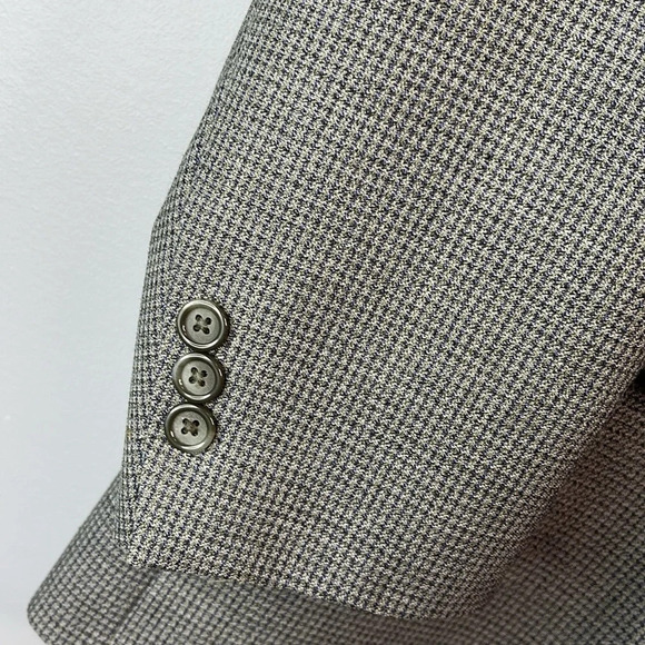 VINTAGE Oscar De La Renta Mens Blue Grey Wool 3 Button Single Breast Jacket 42L - Picture 7 of 14